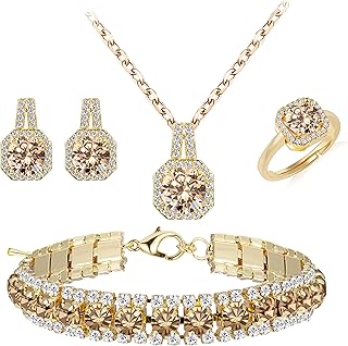 4pcs Cubic Zirconia Wedding Jewelry Set...